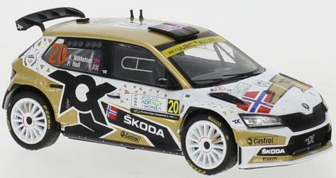 IXO 1:43 Scale Skoda Fabia Rally2 EVO #20 WRC Monza 2021 A.Mikkelsen/P.Hall