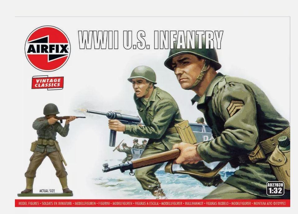 Airfix A02703V 1:32 Scale WWII U.S. Infantry Plastic Model Figures