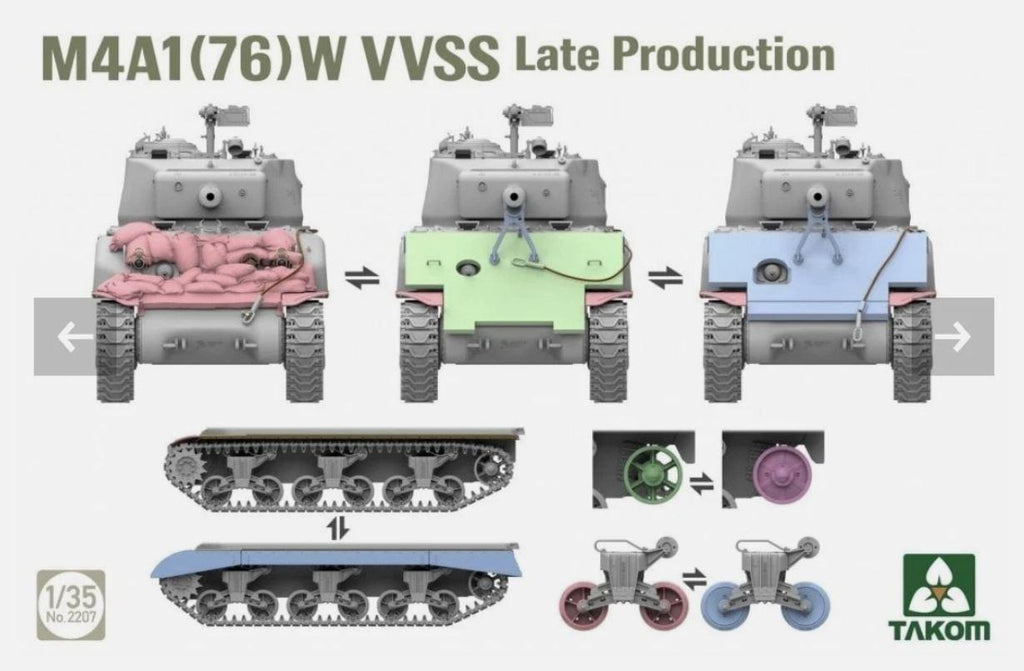 Takom 2207 1/35 US Army M4A1(76w) VVSS Sherman Late Production