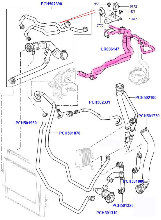 Range Rover Sport 4.2 V8 2005-2009 Heater Feed & Return Hose LR006147