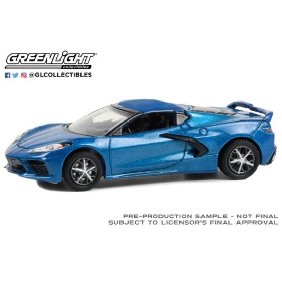 Greenlight 1:64 Scale Chevrolet Corvette C8 Stingray 2lt 2020 (LOT 1259) Rapid Blue w/Black Interior