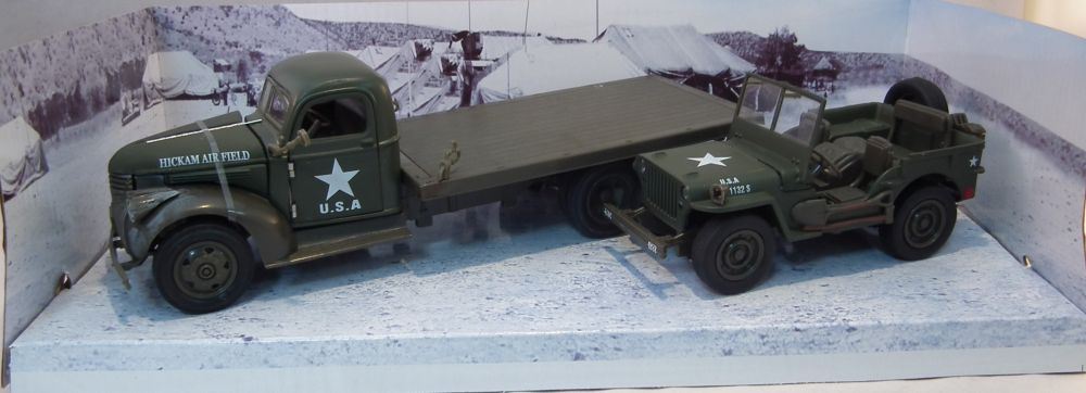 New-Ray 1:32 Scale Chevy Flatbed + Willys Jeep 1941