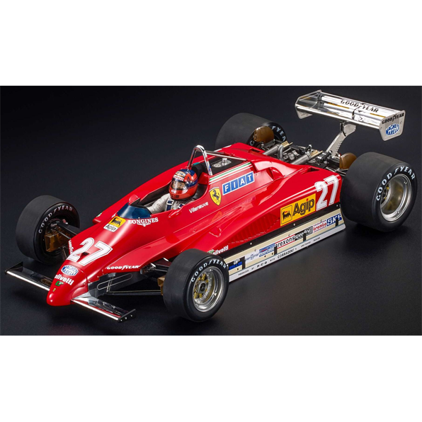 GP Replicas 1:12 Scale Ferrari 126C2 1982 #27 Gilles Villeneuve Belgian GP Zolder 1982 w/Driver