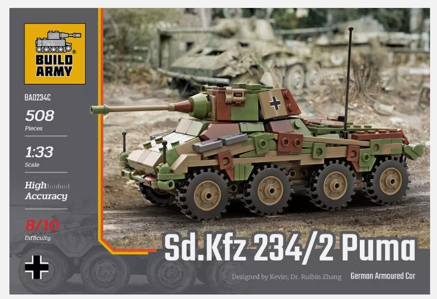 Build Army B0234C 1/33 Scale Sd.Kfz.234/2 Puma Brick Model 508pcs