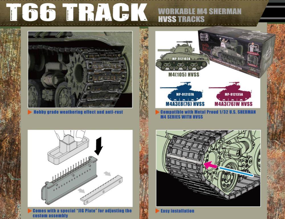 Forces Of Valor 1:32 Scale Metal Track Upgrade for U.S. Sherman M4A3 (To Fit MP-912102A)