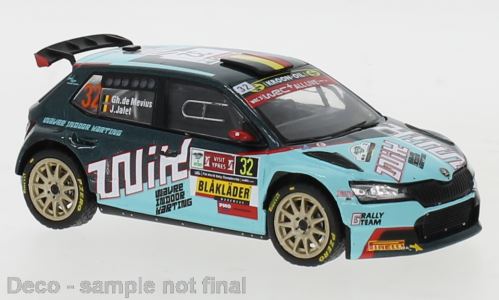IXO 1:43 Scale Skoda Fabia Rally 2 EVO #32 Rally Ypres 2021 G.de Mevius/J.Jalet