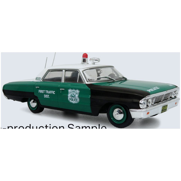 Iconic Replicas 1:43 Scale Ford Galaxie 500 Police Car: New York City Police Dept 1964