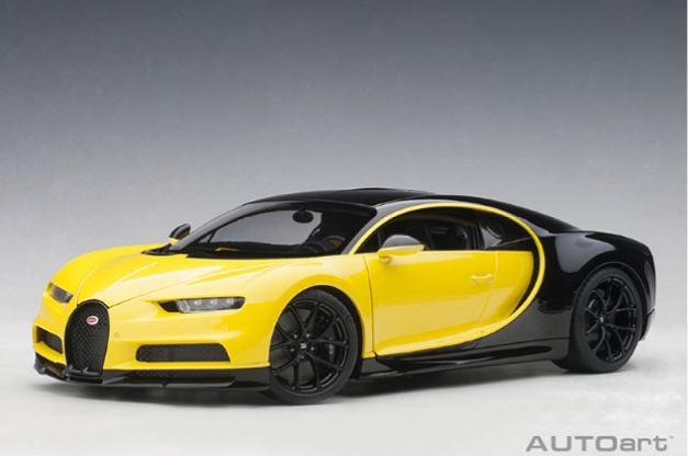 Autoart 1:18 Scale Bugatti Chiron Jaune Molsheim Yellow Nocturne Black