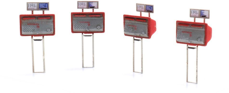 Artitec H0 Scale Letter boxes red-grey (4x) 1:87 Resin Kit,  Unpainted