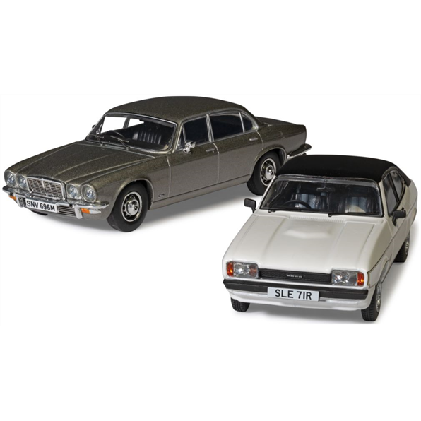 Corgi 1:43 Scale Screen Stars Ford Capri Mk2 2.0S Diamond White + Jaguar XJ6 Series 2 Silver