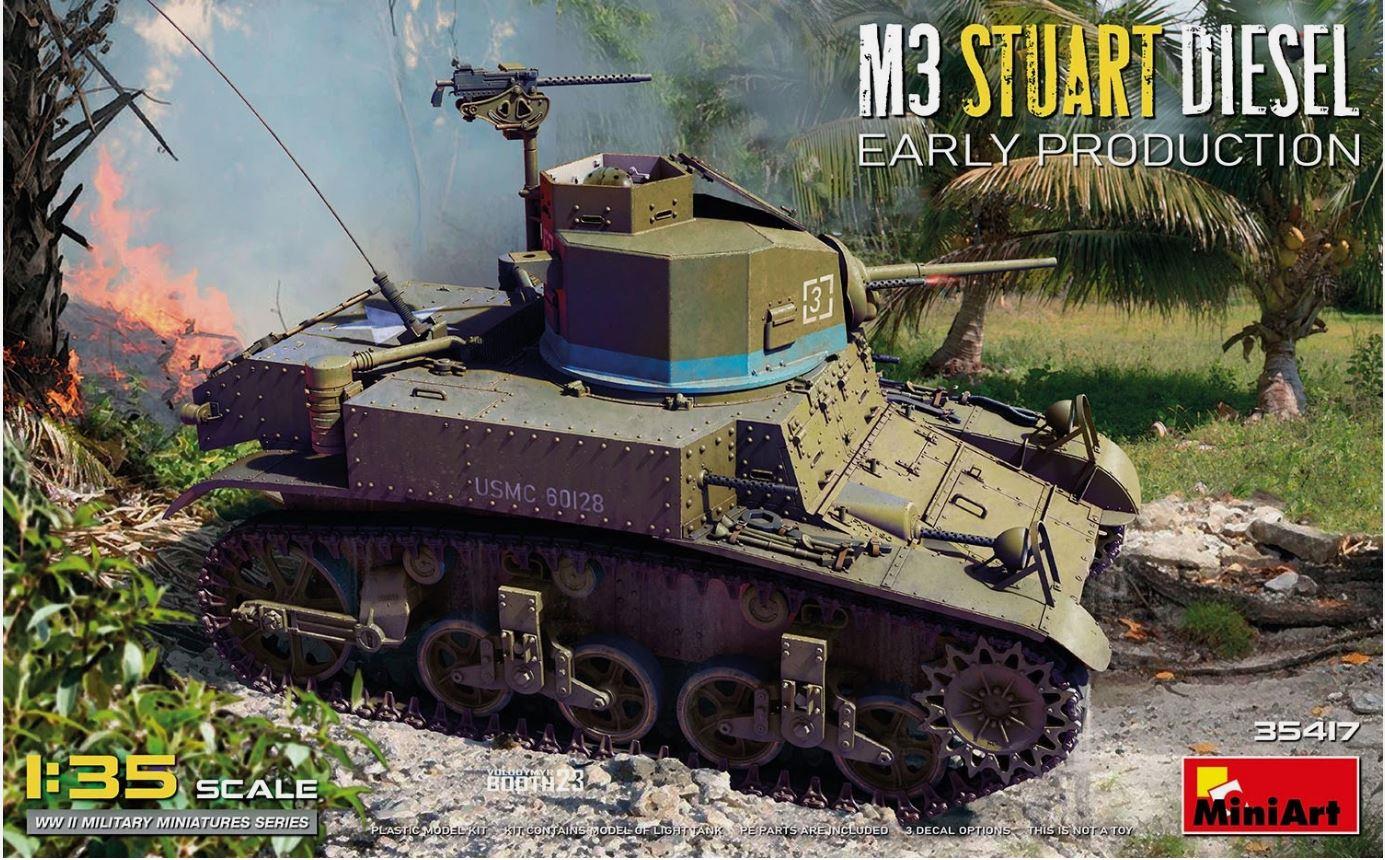 Miniart 35417 1/35 Scale M3 Stuart Diesel. Early Production