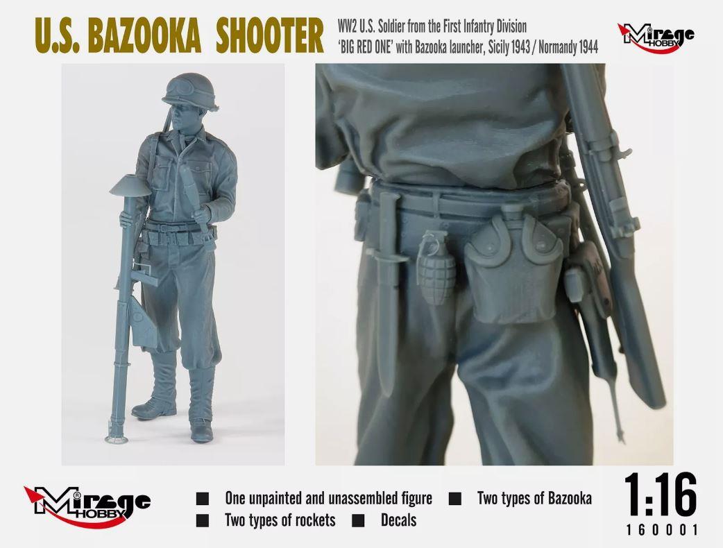Mirage Hobby  160001 1:16 3D Printed WW2 US BAZOOKA SHOOTER Big Red One Normandy 1944 Overlord