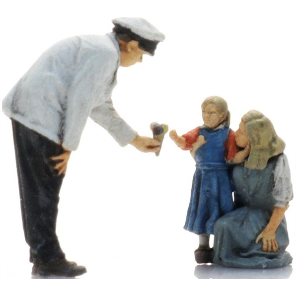 Artitec 1:87 Scale Ice Cream Vendor w/Mother and Child (3x) Ready-Made Figures