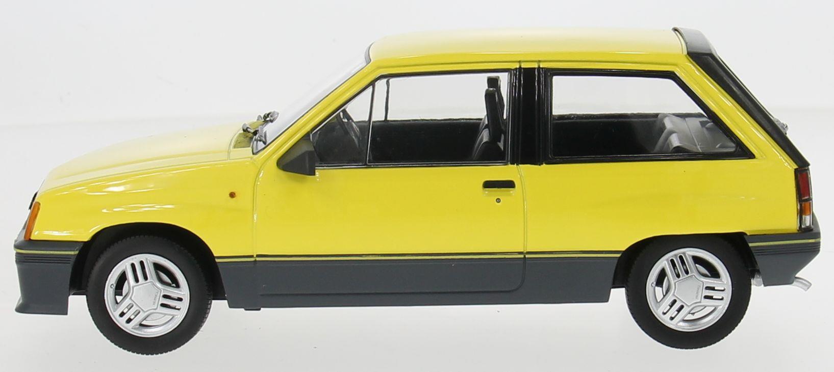 Model Car Group 1:18 Scale Vauxhall Nova SR - Yellow 1983 RHD UK Exclusive