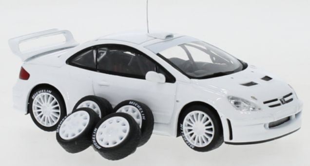 IXO 1:43 Scale Peugeot 307 WRC White 2 Set of Wheels and Tyres/Extra Rear Spoiler
