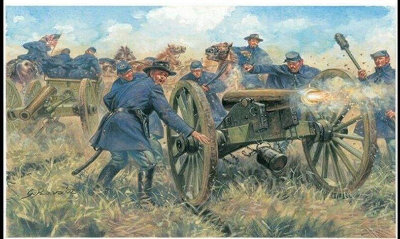Italeri 1/72 Scale Union Artillery American Civil War 13 Figures 8 Horses IT6038