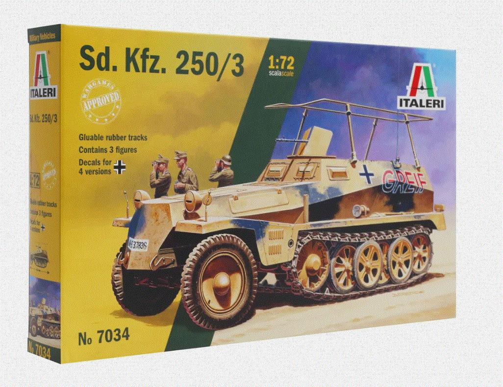 Italeri 7034 1/72 Scale Model Kit Sd. Kfz. 250/3 Half Track German WWII Military