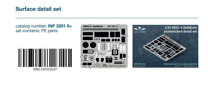 INFINITY Models 1/32 Scale SB2C Helldiver Surface Detail Set INF3201-6