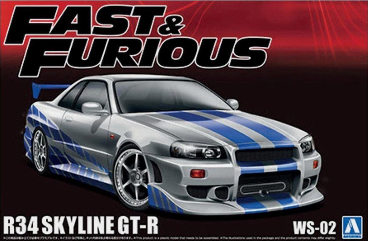 Aoshima 06795 1/24 Fast & Furious R34 Nissan Skyline GT-R  Model Kit