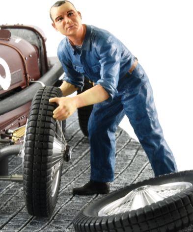 LE Mans Miniatures 1:18 Scale Georges Figure Porteur de Roue Team Bugatti T59 Blue Overall