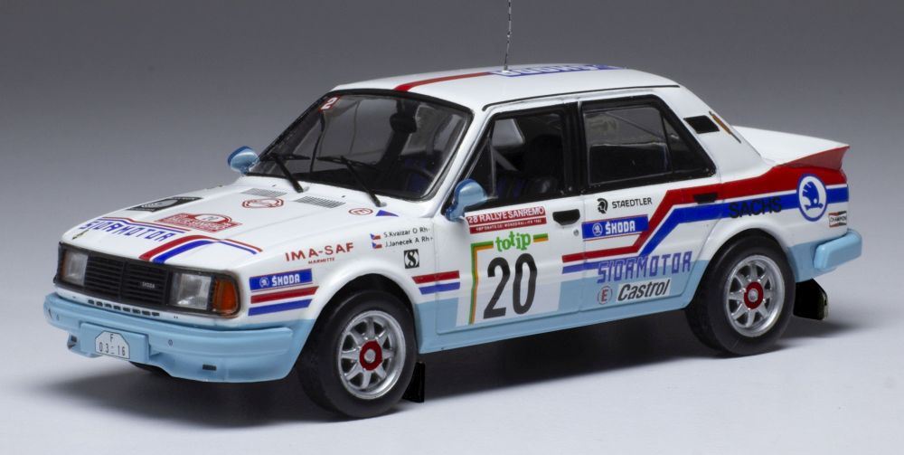 IXO 1:43 Scale Skoda 130 LR #20 Rallye Sanremo 1986 S.Kvaizar/J.Janecek