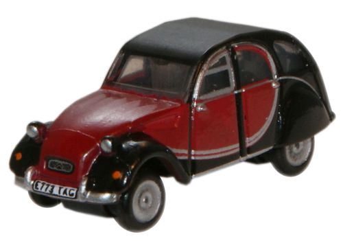 Oxford Diecast 1:148 Scale Citroen 2CV Charleston - Maroon/Black