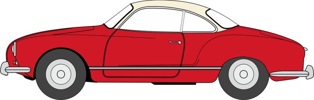 Oxford Diecast 1:76 Scale VW Karmann Ghia Henna Red/Pearl White