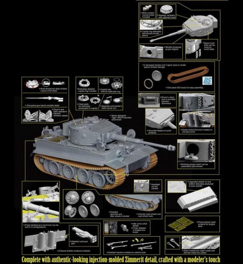 Dragon Models 6700 1/35 Scale Sd.Kfz 181 Pz.Kpfw.VI Ausf.E Tiger I Mid-Prod w/Zimmerit Kit