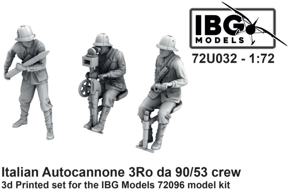 IBG 1:72 Scale Italian Autocannone 3Ro da 90/53 Crew (3D Printed - 3 Figures)