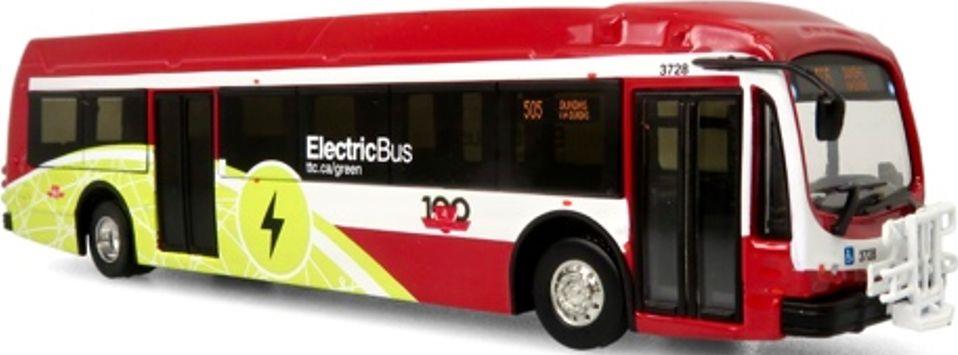 Iconic Replicas 1:87 Scale Proterra ZX5 Electric Transit Bus 2021 TTC Toronto Transit 100th Anniversary