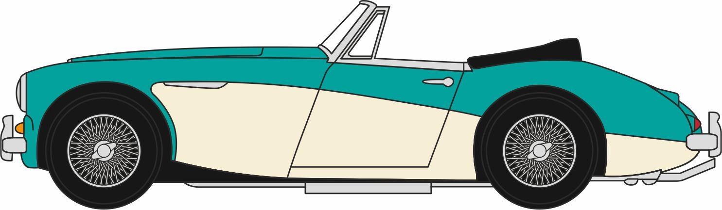 Oxford 1:76 Scale Austin Healey 3000 Florida Green/Ivory White