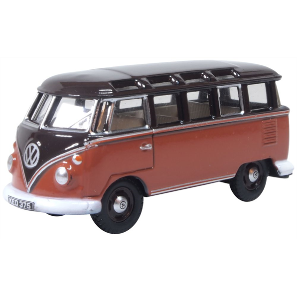 Oxford 1:76 Scale VW T1 Samba Bus Sealing Wax Red/Chestnut Brown