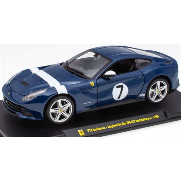 Atlas Editions 1:24 Scale Ferrari F12 Berlinetta Blue #7-inspired by 1961 250GT - Supercar Collection Gift 1:24