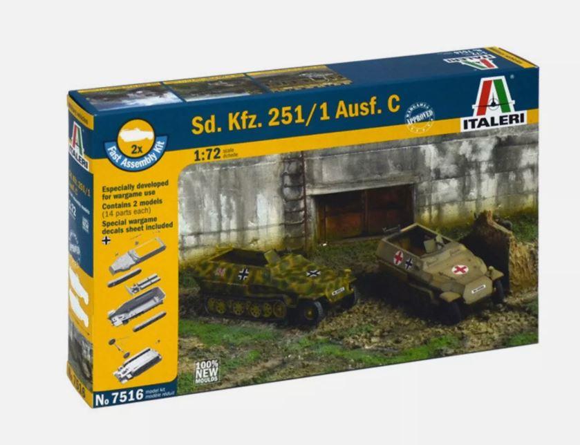 Italeri 7516 1/72 Scale Sd.kfz. 251/1 Ausf. C Halftrack  2 x Wargame Kits