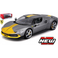 Burago 1:18 Scale Ferrari 296 GTB Grey/Yellow