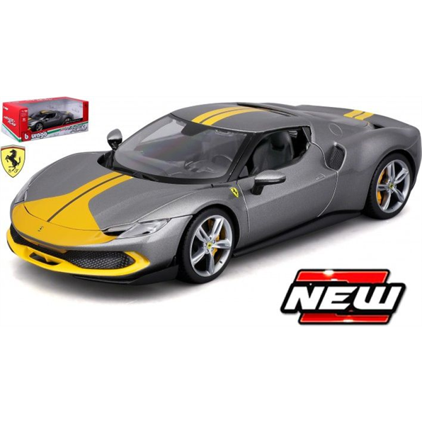 Burago 1:18 Scale Ferrari 296 GTB Grey/Yellow