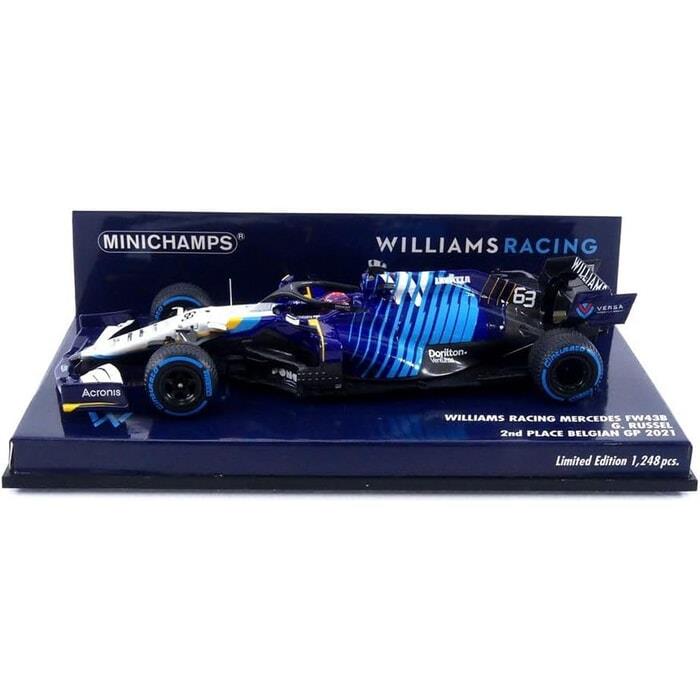 Minichamps 1:43 Scale Williams Racing Mercedes FW43B George Russell 2nd Belgian GP 2021