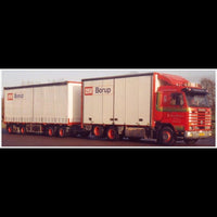 WSi 1:50 Scale Scania 3 Series Streamline 6x2 Riged Box Drawbar Turntable Trailer 7 Axle