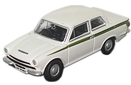 Oxford Diecast 1:76 Scale Ford Cortina Mk1 - Ermine White/Green