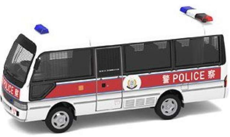 Tiny Toys 1:76 Scale Toyota Coaster Police PTU White/Red