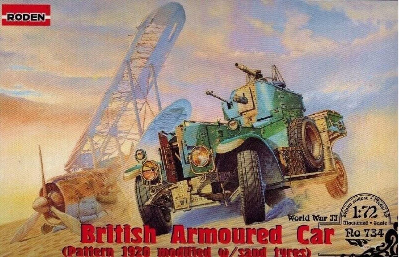 Roden 734 1/72 Scale British Armoured Car Pattern 1920 Mk.II with sand tyres WW2 Service BRITISH ARMY BATTLE SCHOOL