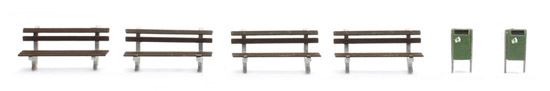 Artitec H0 Scale Park Benches Set A (4 Pcs) 1:87 Ready-Made, Painted