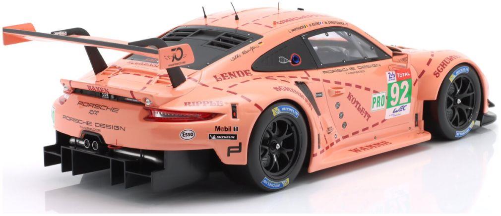 IXO  1:12th Scale Porsche 911 (991) RSR #92 Winner LMGTE-Pro 24h Le Mans Pink Pig Christensen/Estre