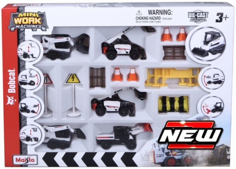 Maisto   Bobcat 5 Pack + Accessories Set Mini Work Machine
