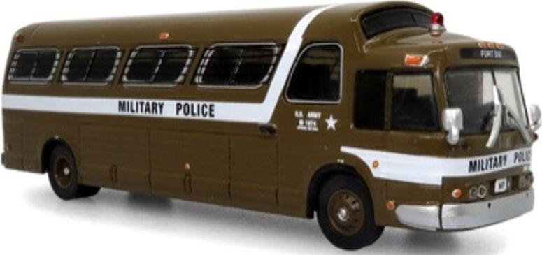 Iconic Replicas 1:87 Scale GM PD4107 'Buffalo' Coach 1966 U.S. Army Military Police Destination Fort Dix
