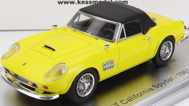 Kess 1:43 Scale Ferrari Modena 250GT California Spider Yellow Top Up 1961