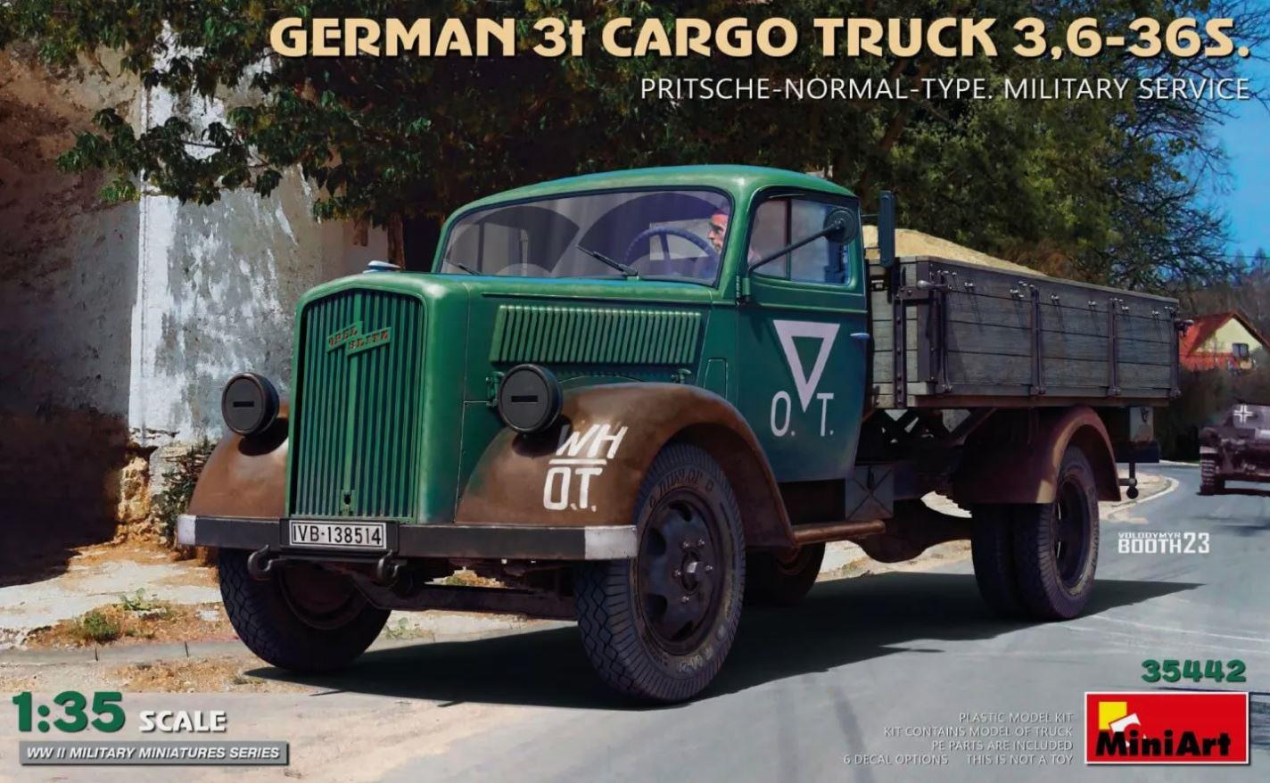 Miniart 35442 1/35 Scale 3t Cargo Truck 3,6-36S Pritsche Normal Type
