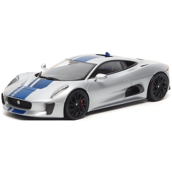 Almost Real 1:18 Scale Jaguar C-X75 2013 Lightning Silver w/Gloss Blue Stripes