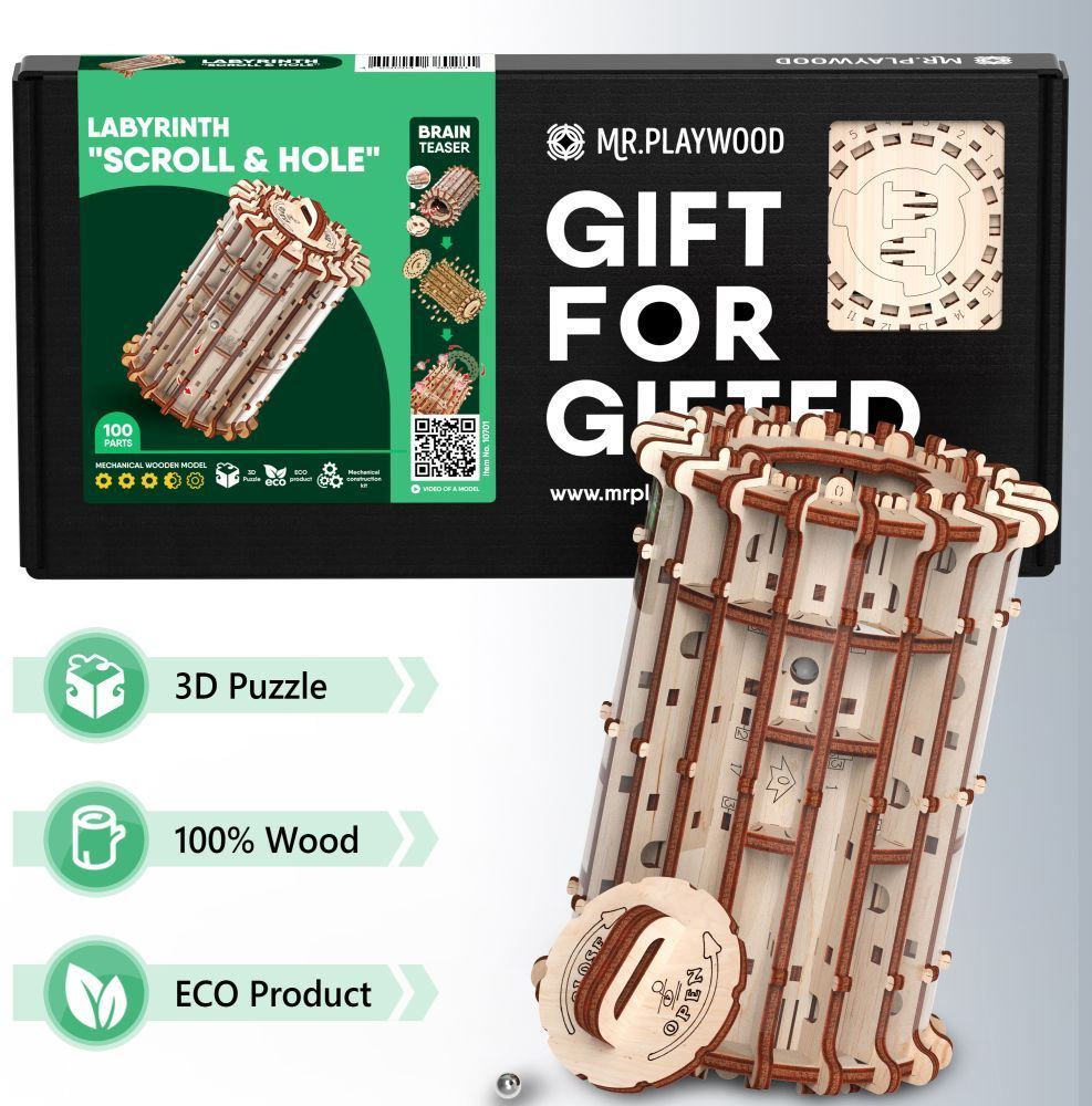 Playwood   Labyrinth "Scroll & hole" - 100Pcs Puzzle Box