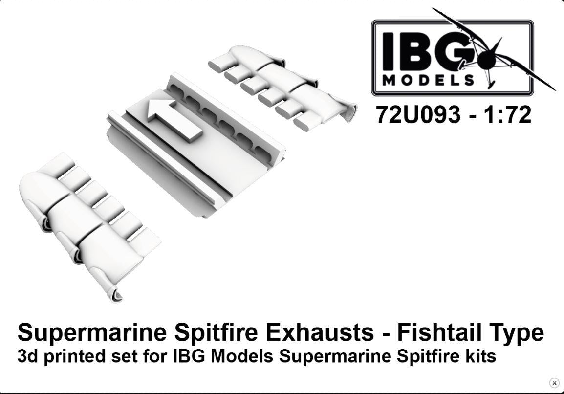 IBG 72U093 1/72 Scale Supermarine Spitfire Exhausts & Fishtail Type & 3d Printed Set